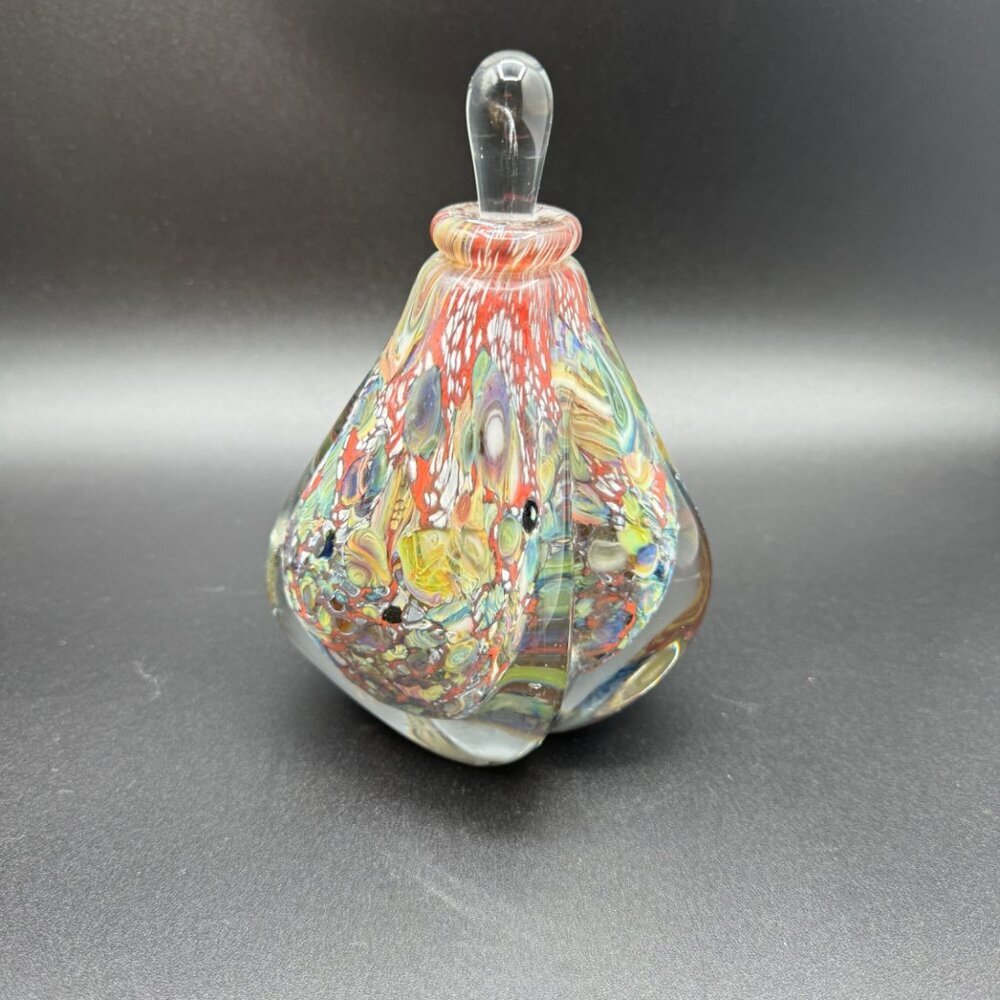 Robert Eickholt Art Glass - Millefiori Cane Flower Perfume Bottle - Signed 1999